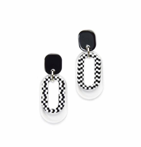 Checker Ring Acrylic Earrings