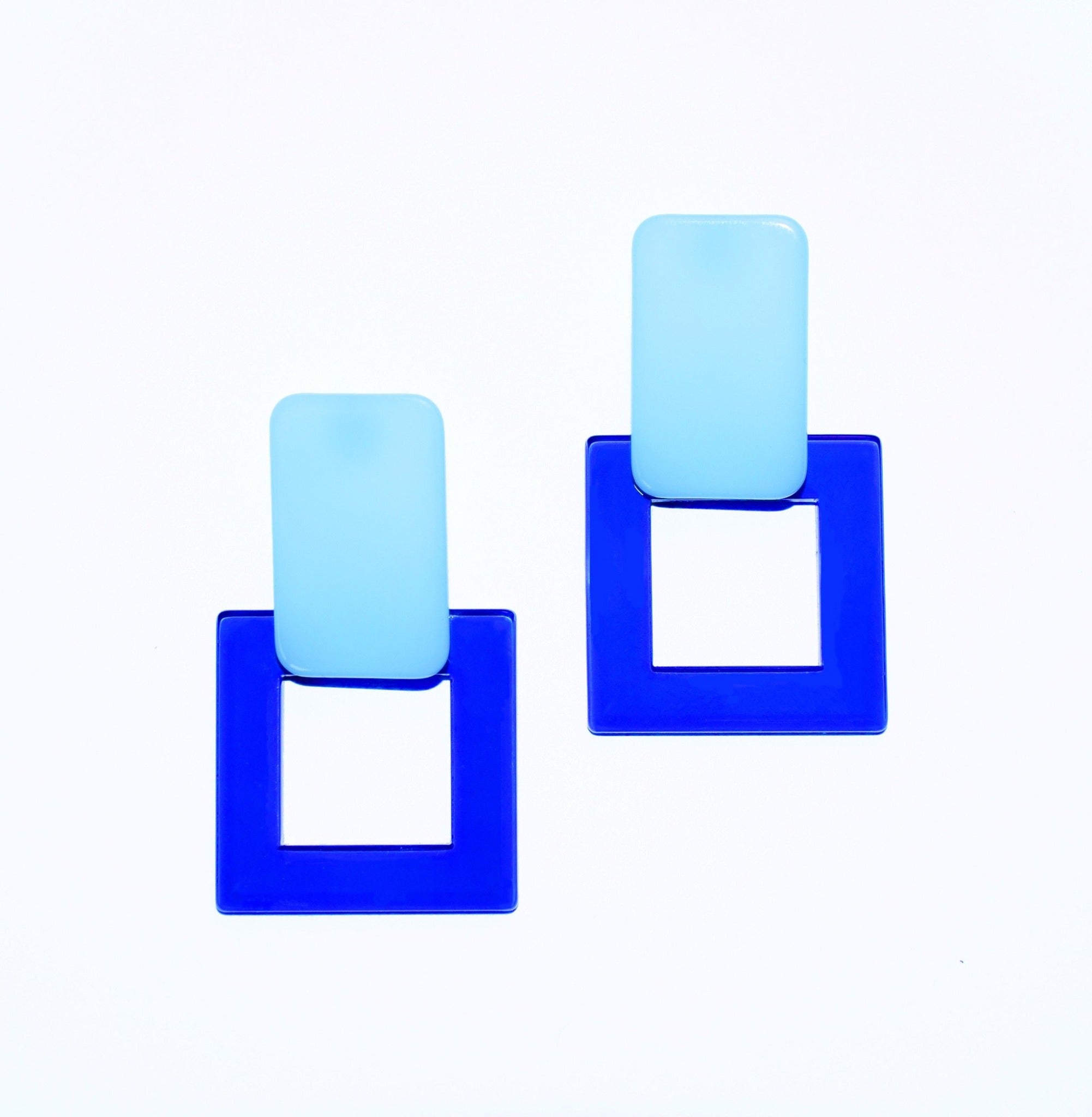 Blue Square Acrylic Earrings